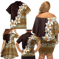 Vintage Hibiscus Turtle Pattern Family Matching Off Shoulder Short Dress and Hawaiian Shirt with Plumeria Half Style LT9 - Polynesian Pride