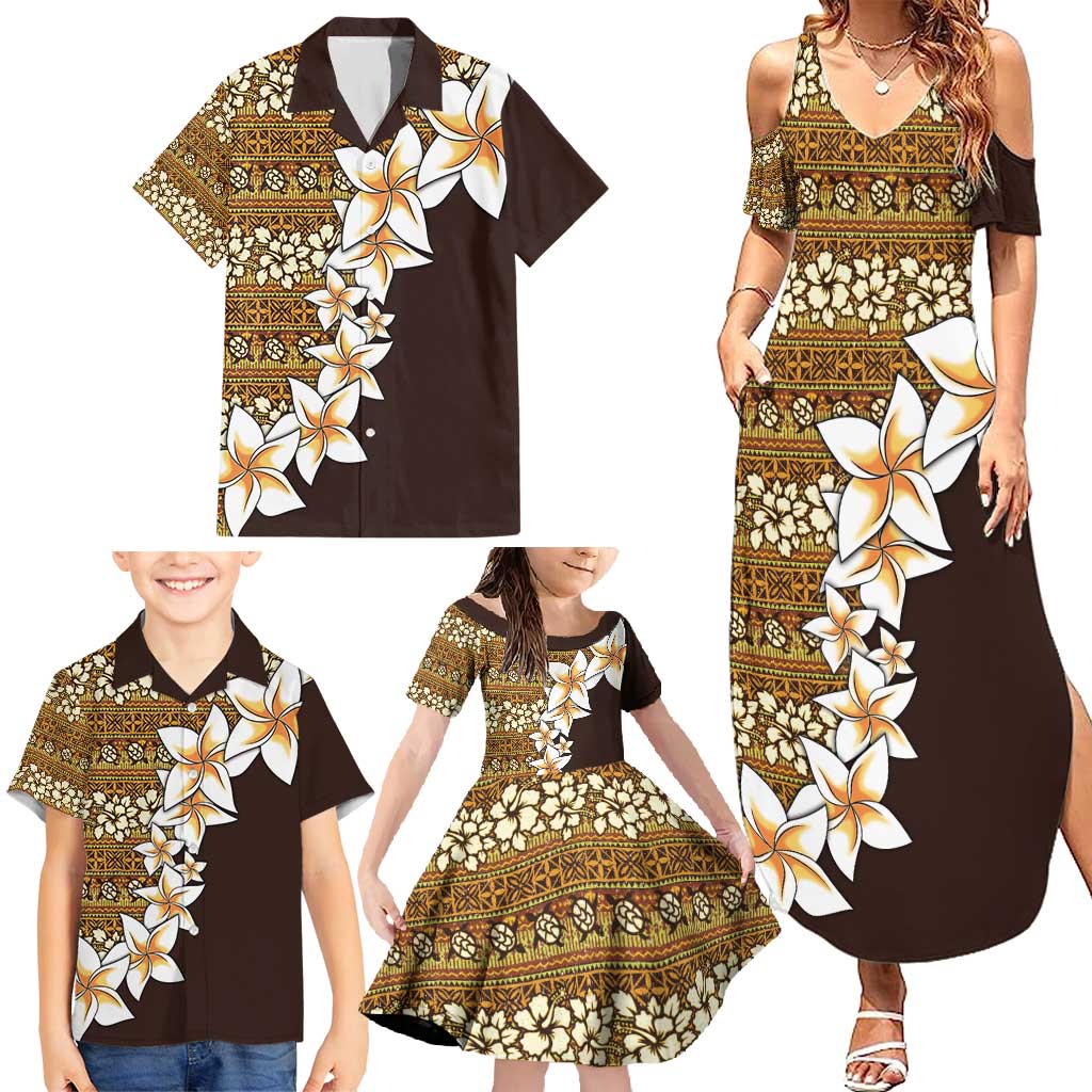 Vintage Hibiscus Turtle Pattern Family Matching Summer Maxi Dress and Hawaiian Shirt with Plumeria Half Style LT9 - Polynesian Pride