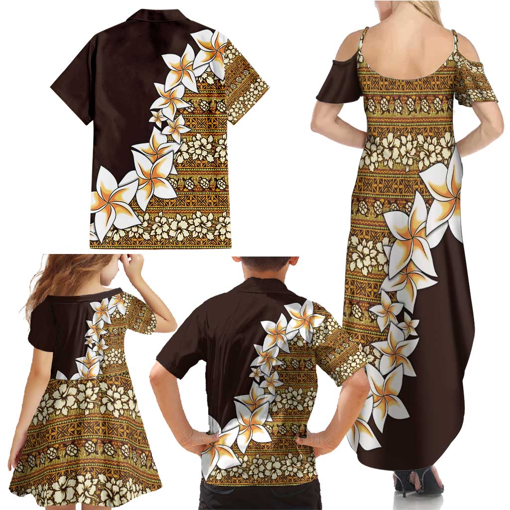 Vintage Hibiscus Turtle Pattern Family Matching Summer Maxi Dress and Hawaiian Shirt with Plumeria Half Style LT9 - Polynesian Pride