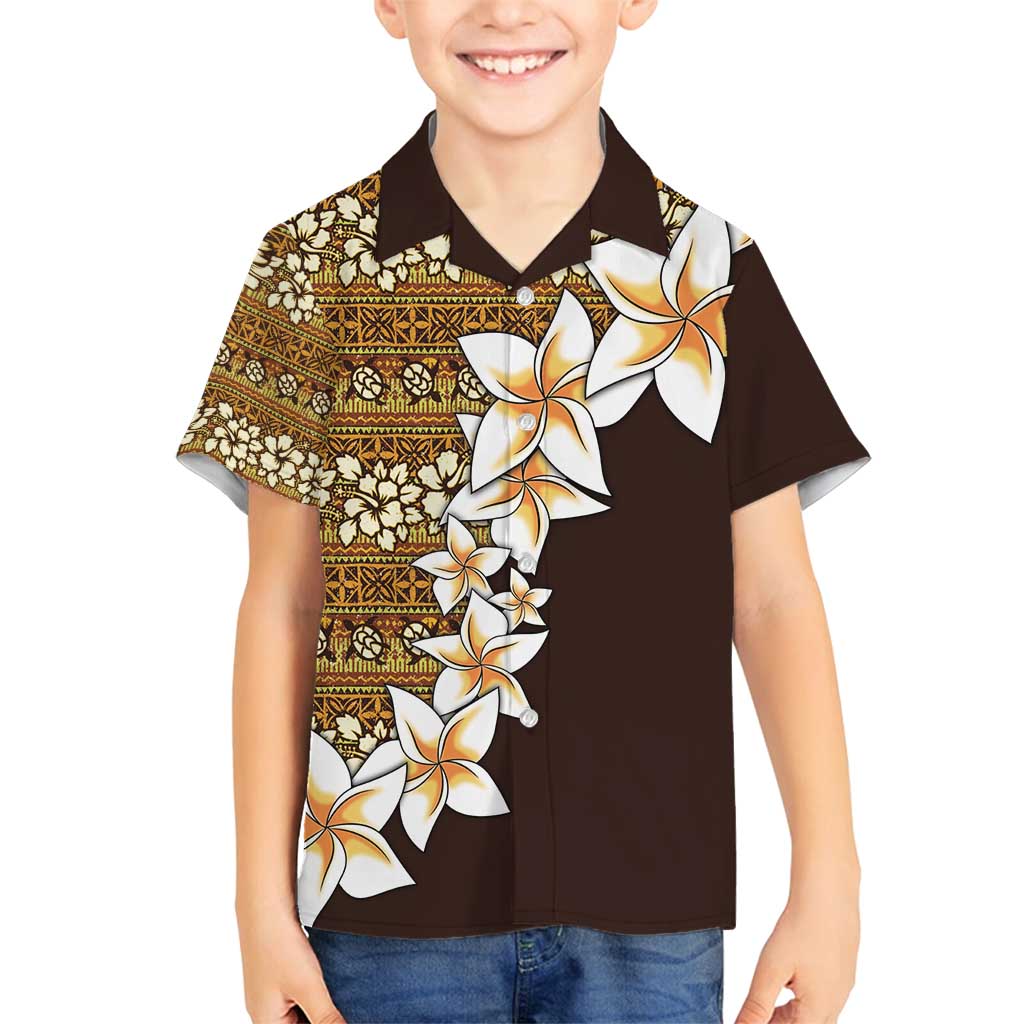 Vintage Hibiscus Turtle Pattern Family Matching Summer Maxi Dress and Hawaiian Shirt with Plumeria Half Style LT9 Son's Shirt Gold - Polynesian Pride