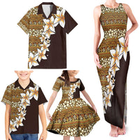 Vintage Hibiscus Turtle Pattern Family Matching Tank Maxi Dress and Hawaiian Shirt with Plumeria Half Style LT9 - Polynesian Pride