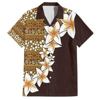 Vintage Hibiscus Turtle Pattern Family Matching Tank Maxi Dress and Hawaiian Shirt with Plumeria Half Style LT9 Dad's Shirt - Short Sleeve Gold - Polynesian Pride