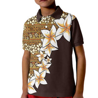 Vintage Hibiscus Turtle Pattern Kid Polo Shirt with Plumeria Half Style LT9 Kid Gold - Polynesian Pride