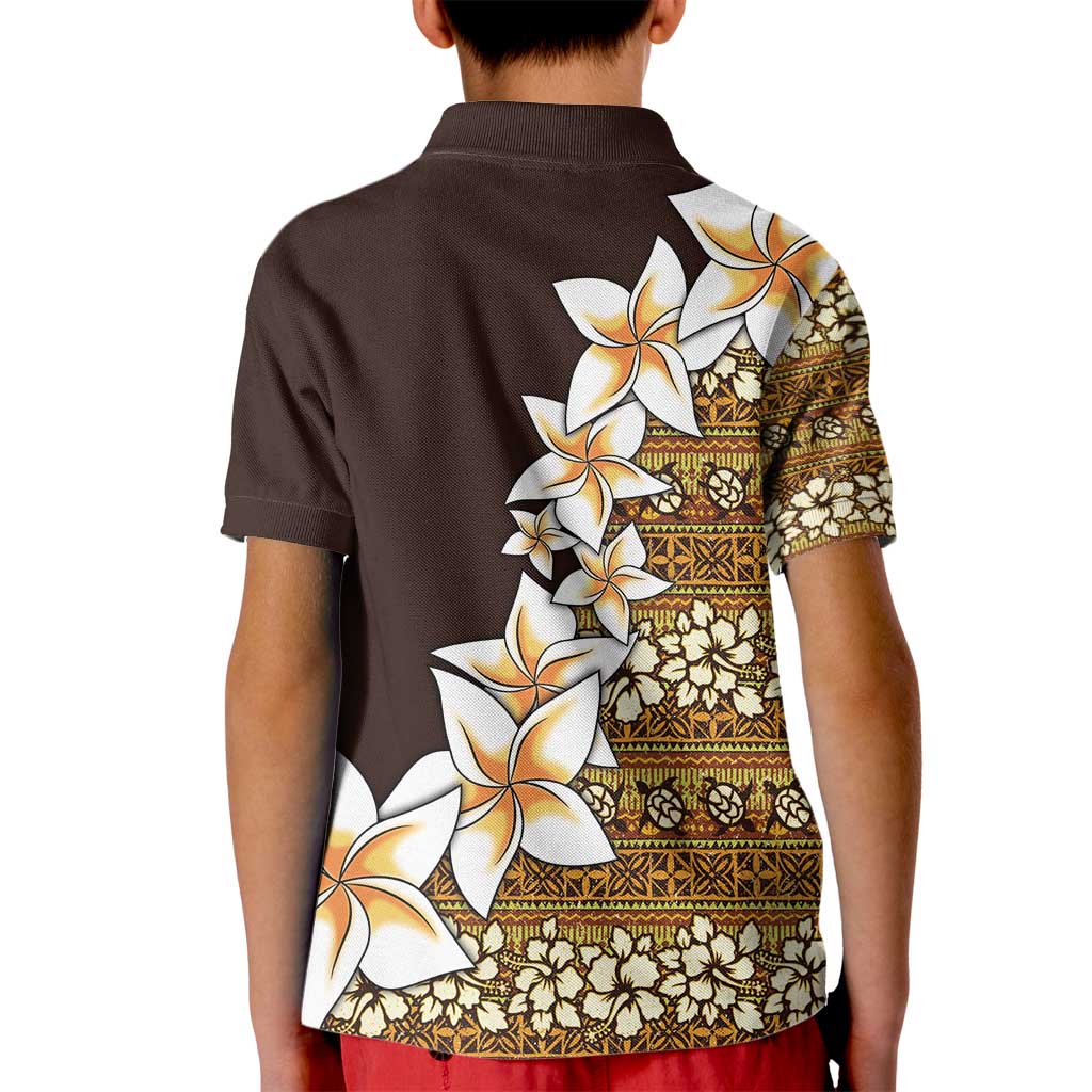 Vintage Hibiscus Turtle Pattern Kid Polo Shirt with Plumeria Half Style LT9 - Polynesian Pride
