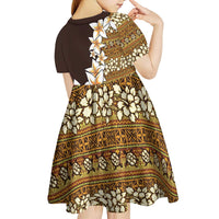Vintage Hibiscus Turtle Pattern Kid Short Sleeve Dress with Plumeria Half Style