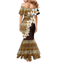 Vintage Hibiscus Turtle Pattern Mermaid Dress with Plumeria Half Style LT9 - Polynesian Pride