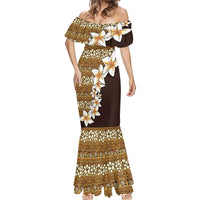 Vintage Hibiscus Turtle Pattern Mermaid Dress with Plumeria Half Style LT9 - Polynesian Pride