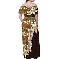 Vintage Hibiscus Turtle Pattern Off Shoulder Maxi Dress with Plumeria Half Style