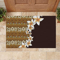 Vintage Hibiscus Turtle Pattern Rubber Doormat with Plumeria Half Style