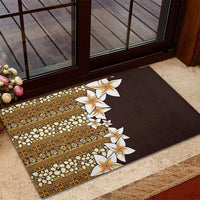 Vintage Hibiscus Turtle Pattern Rubber Doormat with Plumeria Half Style