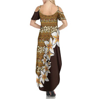 Vintage Hibiscus Turtle Pattern Summer Maxi Dress with Plumeria Half Style
