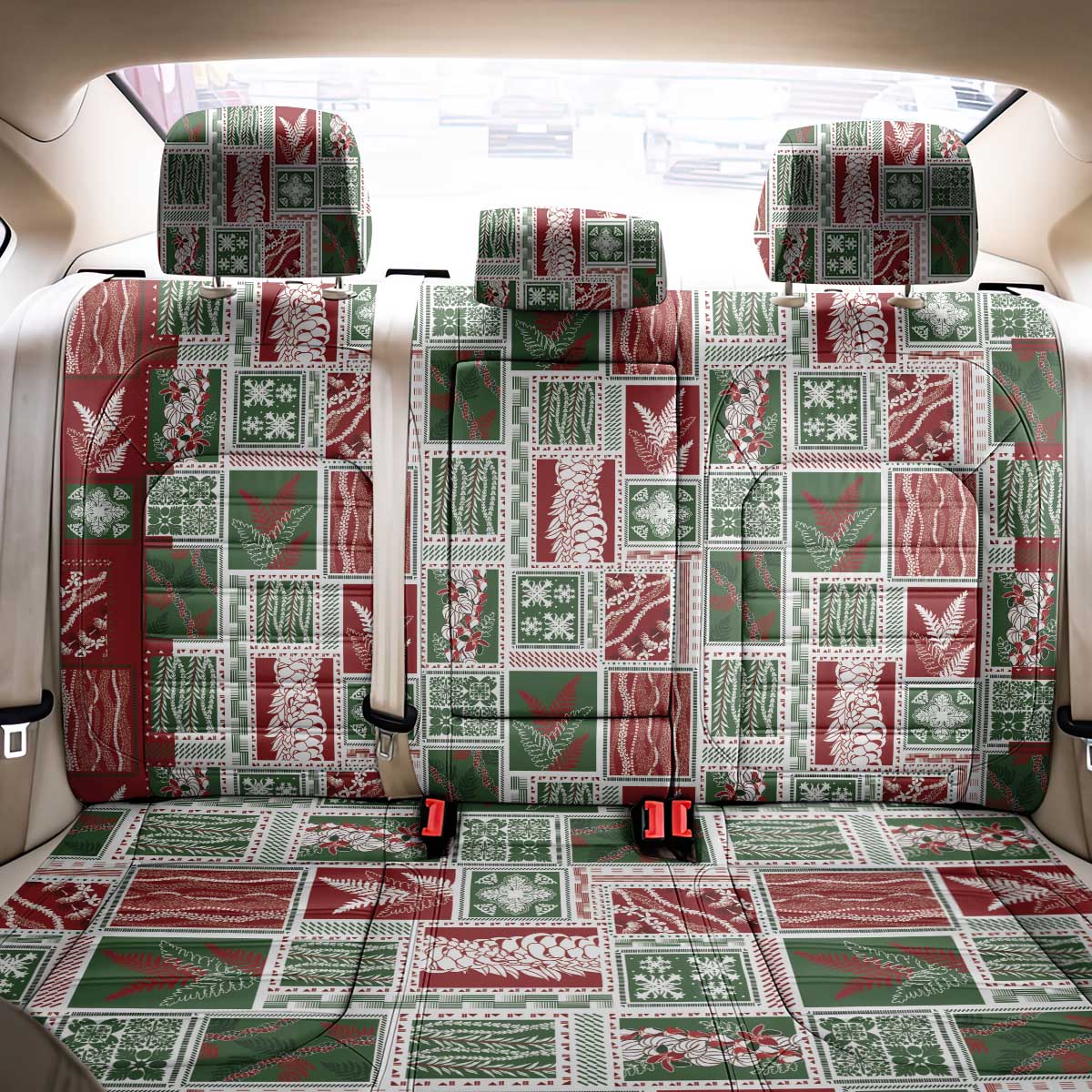 Mele Kalikimaka Hawaiian Quilt and Lei Patchwork Back Car Seat Cover - Polynesian Pride