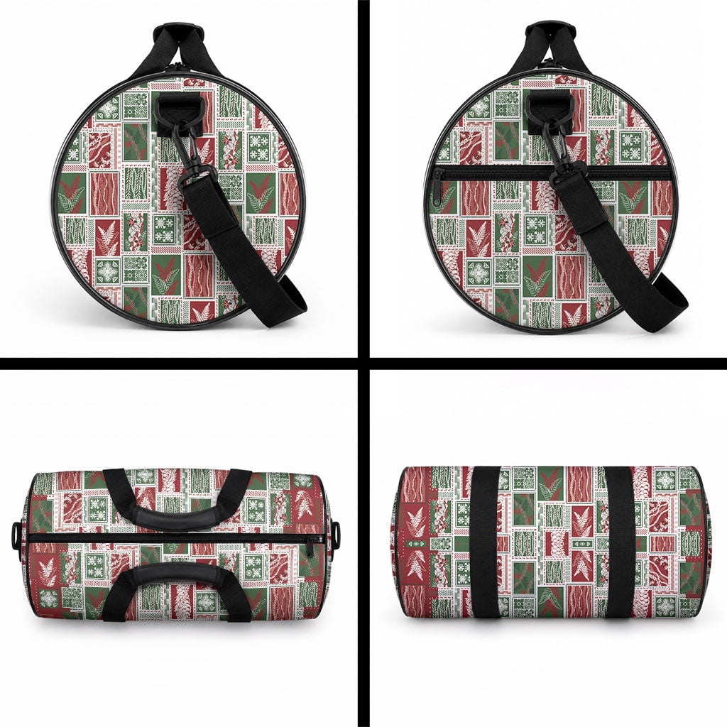 Mele Kalikimaka Hawaiian Quilt and Lei Patchwork Duffle Bag LT9 - Polynesian Pride