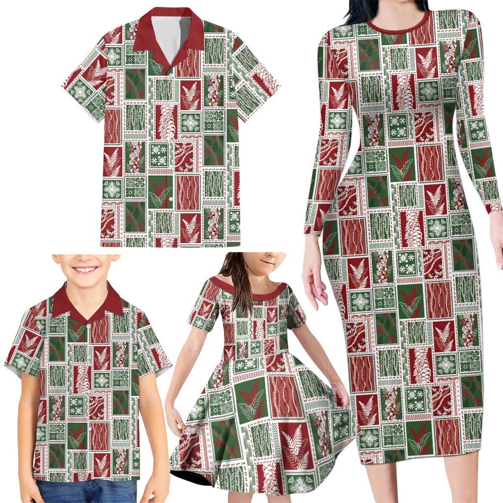 Mele Kalikimaka Hawaiian Quilt and Lei Patchwork Family Matching Long Sleeve Bodycon Dress and Hawaiian Shirt LT9 - Polynesian Pride