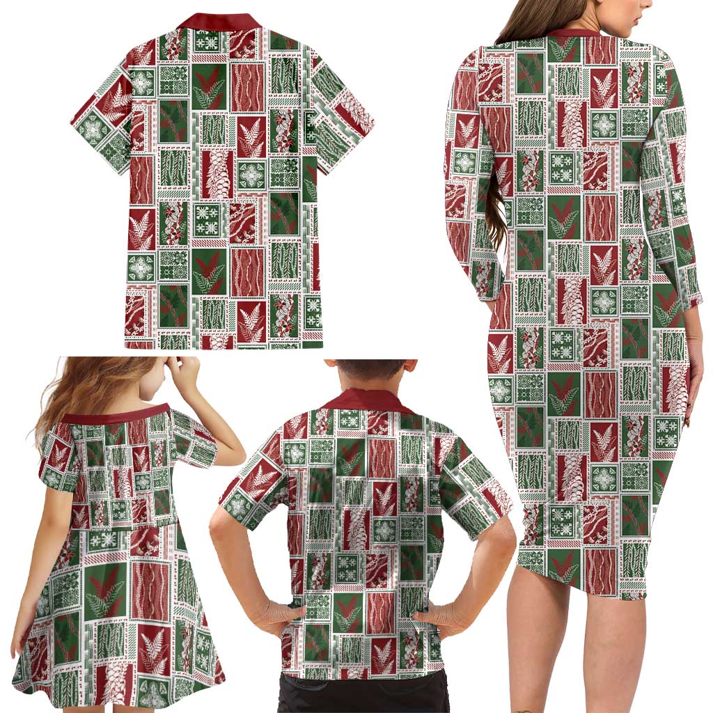 Mele Kalikimaka Hawaiian Quilt and Lei Patchwork Family Matching Long Sleeve Bodycon Dress and Hawaiian Shirt LT9 - Polynesian Pride