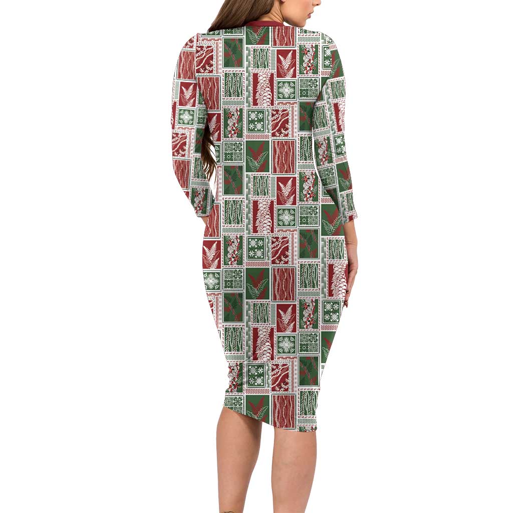 Mele Kalikimaka Hawaiian Quilt and Lei Patchwork Family Matching Long Sleeve Bodycon Dress and Hawaiian Shirt LT9 - Polynesian Pride