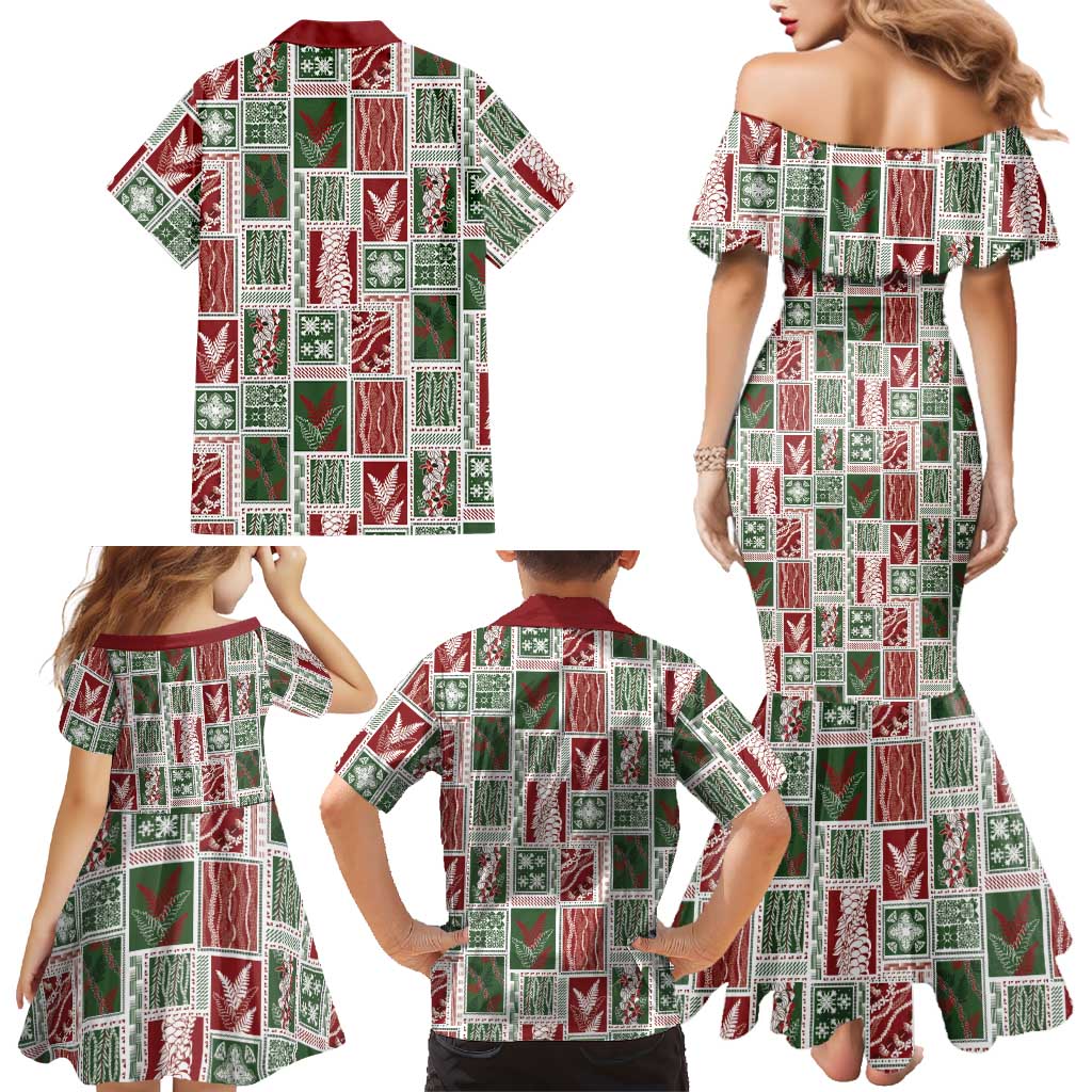 Mele Kalikimaka Hawaiian Quilt and Lei Patchwork Family Matching Mermaid Dress and Hawaiian Shirt LT9 - Polynesian Pride