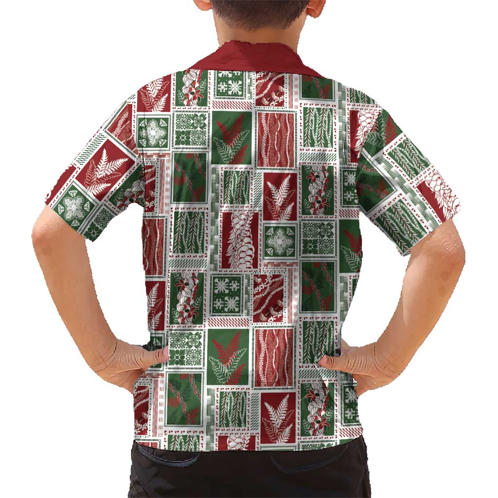 Mele Kalikimaka Hawaiian Quilt and Lei Patchwork Family Matching Off Shoulder Maxi Dress and Hawaiian Shirt LT9 - Polynesian Pride