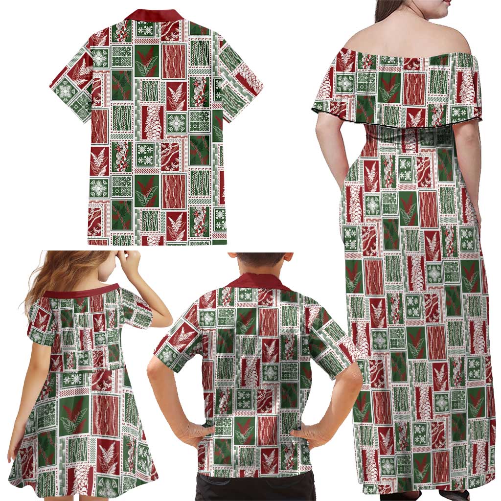 Mele Kalikimaka Hawaiian Quilt and Lei Patchwork Family Matching Off Shoulder Maxi Dress and Hawaiian Shirt LT9 - Polynesian Pride