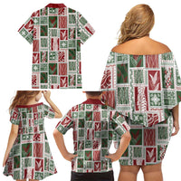 Mele Kalikimaka Hawaiian Quilt and Lei Patchwork Family Matching Off Shoulder Short Dress and Hawaiian Shirt LT9 - Polynesian Pride