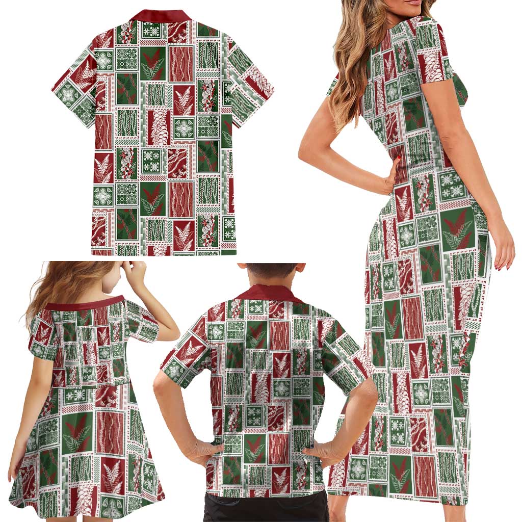Mele Kalikimaka Hawaiian Quilt and Lei Patchwork Family Matching Short Sleeve Bodycon Dress and Hawaiian Shirt LT9 - Polynesian Pride
