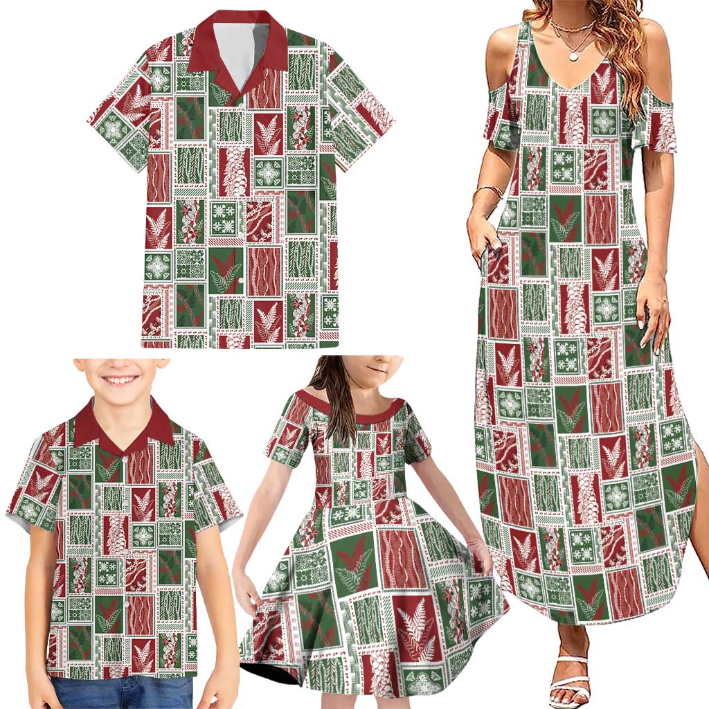 Mele Kalikimaka Hawaiian Quilt and Lei Patchwork Family Matching Summer Maxi Dress and Hawaiian Shirt - Polynesian Pride