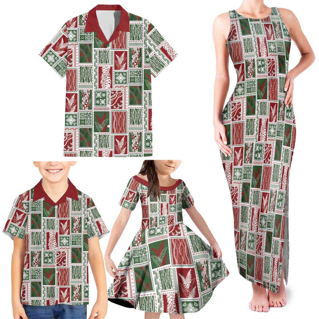 Mele Kalikimaka Hawaiian Quilt and Lei Patchwork Family Matching Tank Maxi Dress and Hawaiian Shirt LT9 - Polynesian Pride