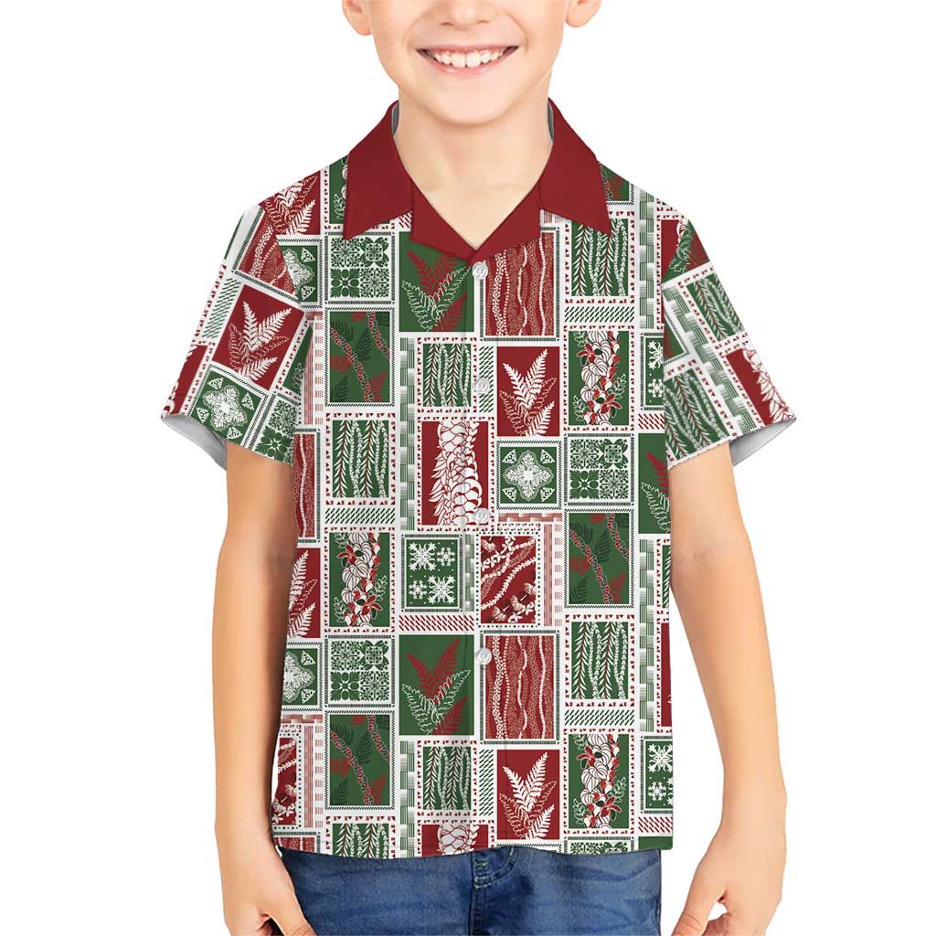 Mele Kalikimaka Hawaiian Quilt and Lei Patchwork Hawaiian Shirt - Polynesian Pride