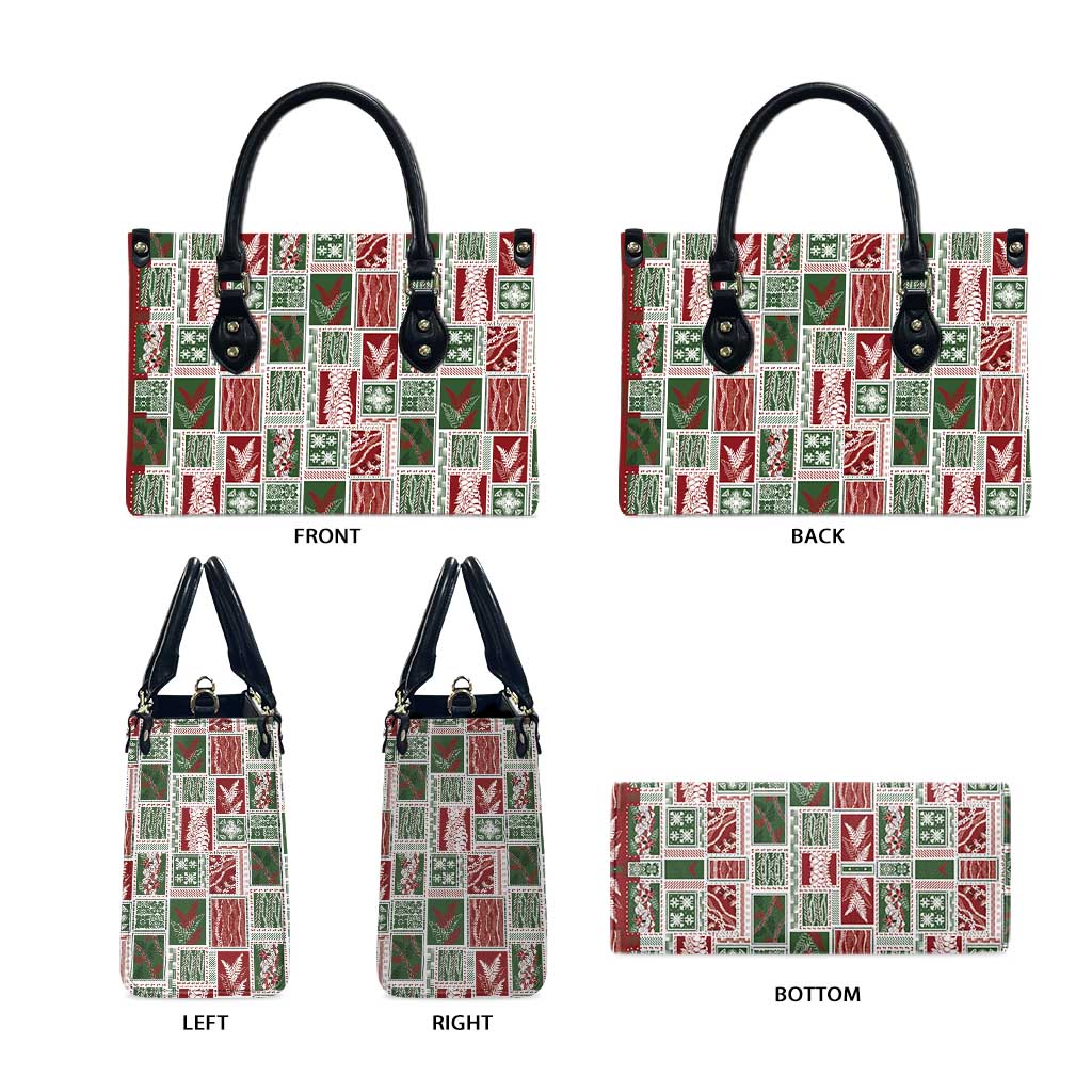 Mele Kalikimaka Hawaiian Quilt and Lei Patchwork Leather Bag - Polynesian Pride