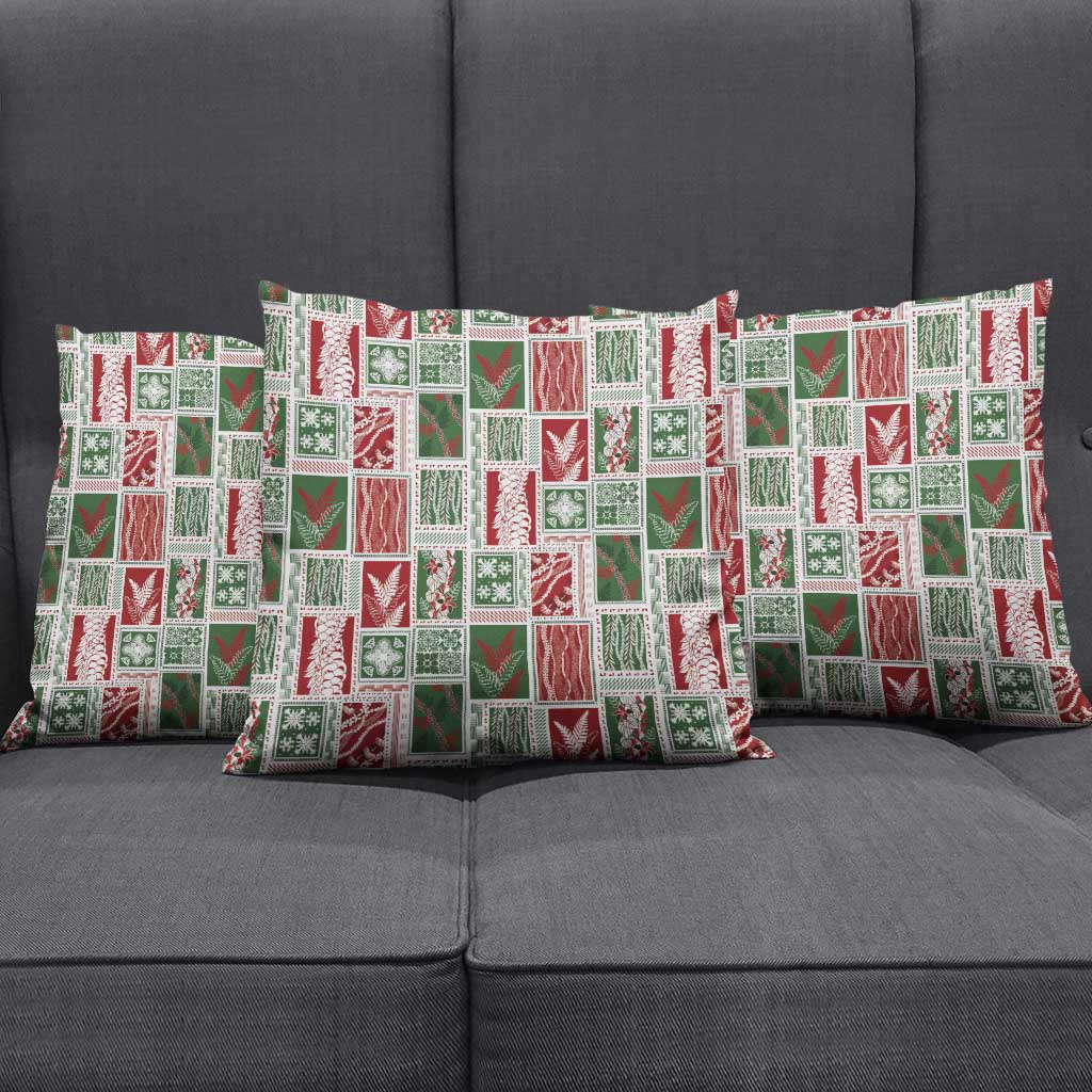 Mele Kalikimaka Hawaiian Quilt and Lei Patchwork Pillow Cover - Polynesian Pride