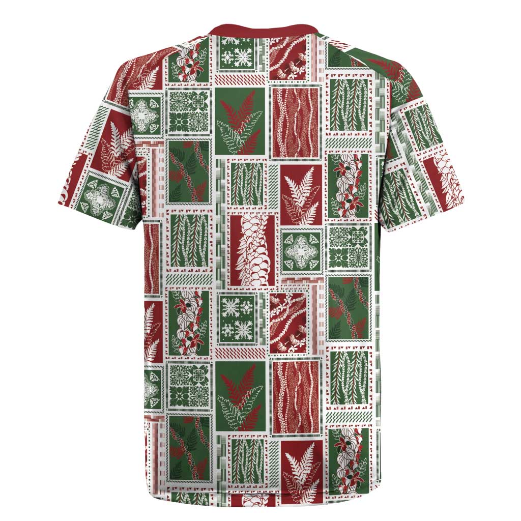 Mele Kalikimaka Hawaiian Quilt and Lei Patchwork Rugby Jersey - Polynesian Pride