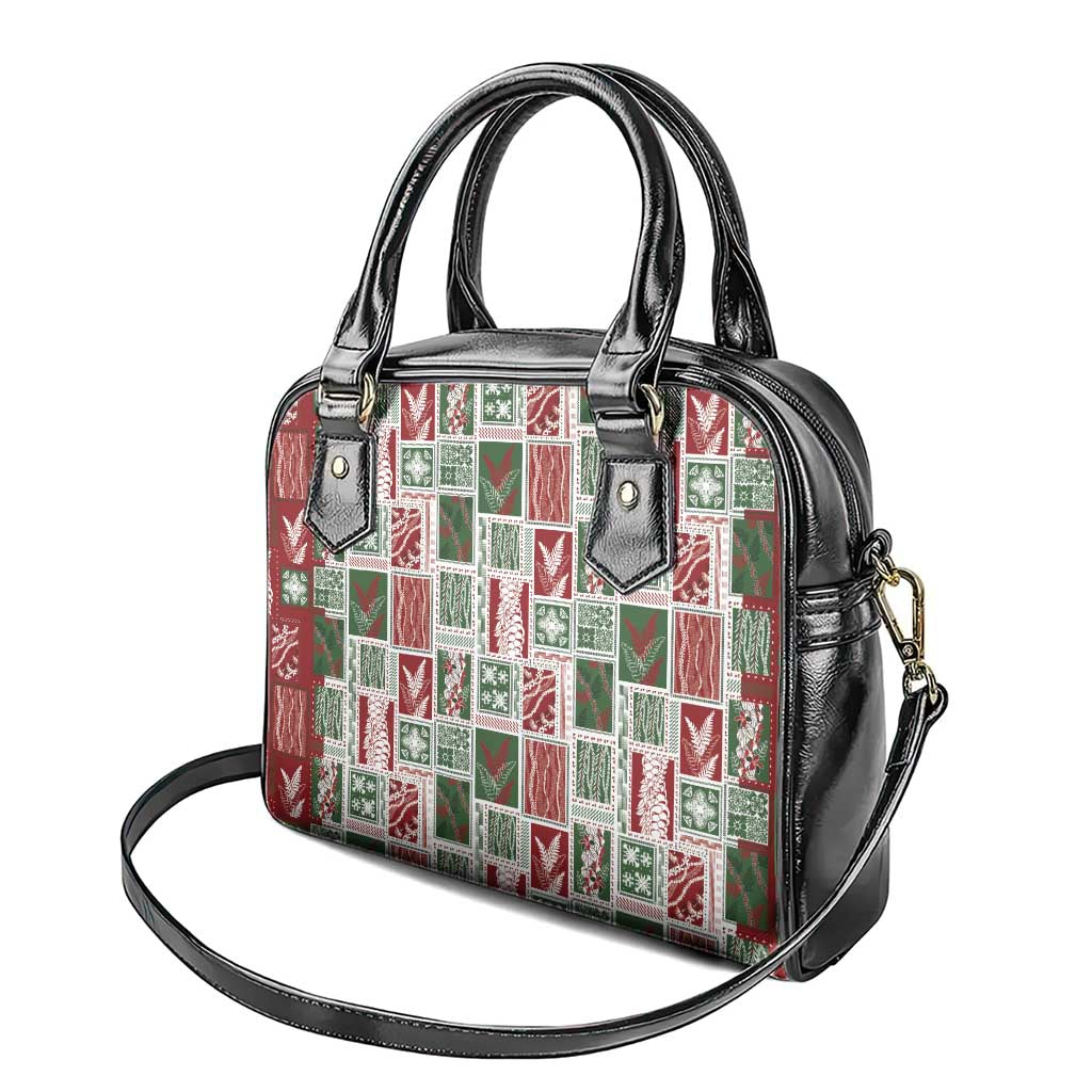 Mele Kalikimaka Hawaiian Quilt and Lei Patchwork Shoulder Handbag - Polynesian Pride