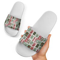 Mele Kalikimaka Hawaiian Quilt and Lei Patchwork Slide Sandals - Polynesian Pride