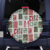 Mele Kalikimaka Hawaiian Quilt and Lei Patchwork Spare Tire Cover LT9 No hole Red - Polynesian Pride
