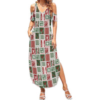 Mele Kalikimaka Hawaiian Quilt and Lei Patchwork Summer Maxi Dress - Polynesian Pride