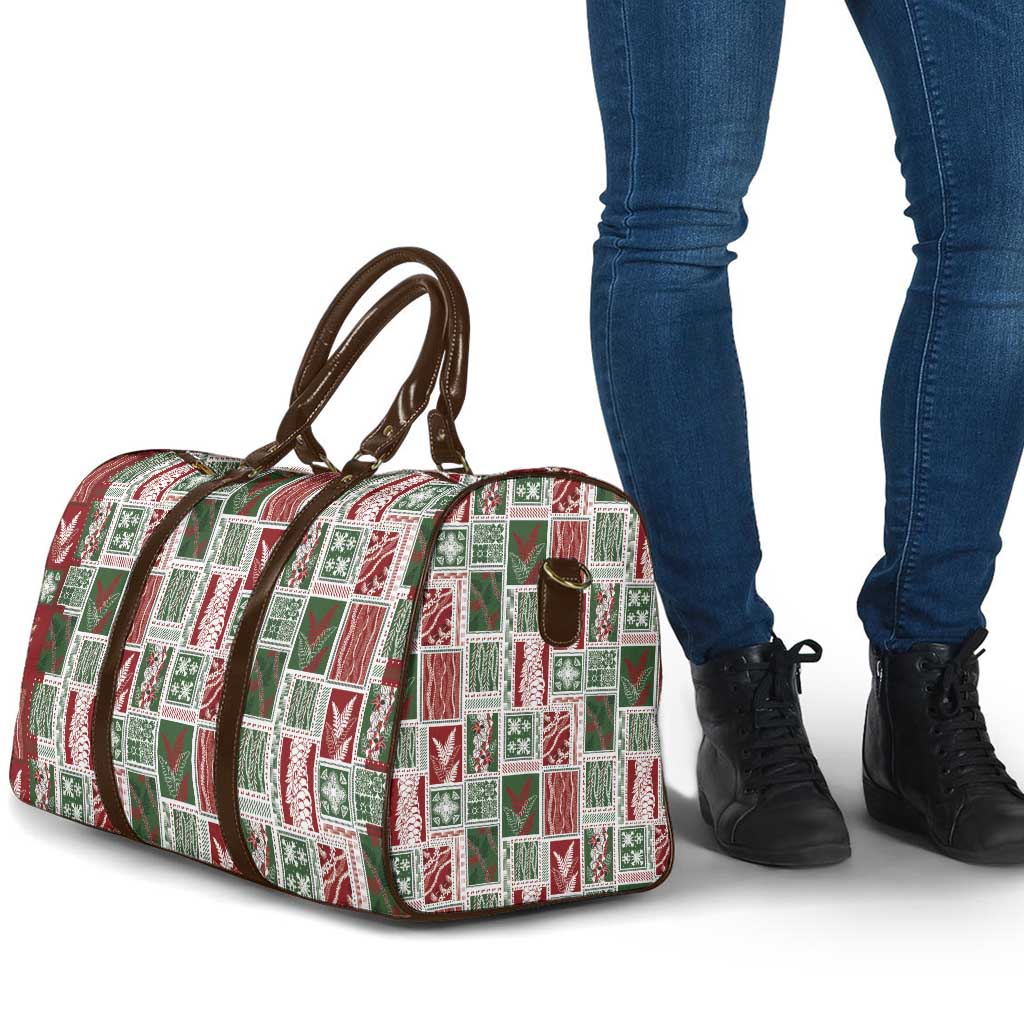 Mele Kalikimaka Hawaiian Quilt and Lei Patchwork Travel Bag LT9 - Polynesian Pride