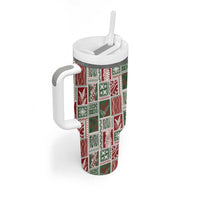 Mele Kalikimaka Hawaiian Quilt and Lei Patchwork Tumbler With Handle LT9 - Polynesian Pride