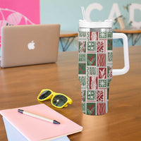 Mele Kalikimaka Hawaiian Quilt and Lei Patchwork Tumbler With Handle LT9 - Polynesian Pride