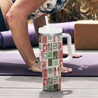 Mele Kalikimaka Hawaiian Quilt and Lei Patchwork Tumbler With Handle LT9 - Polynesian Pride