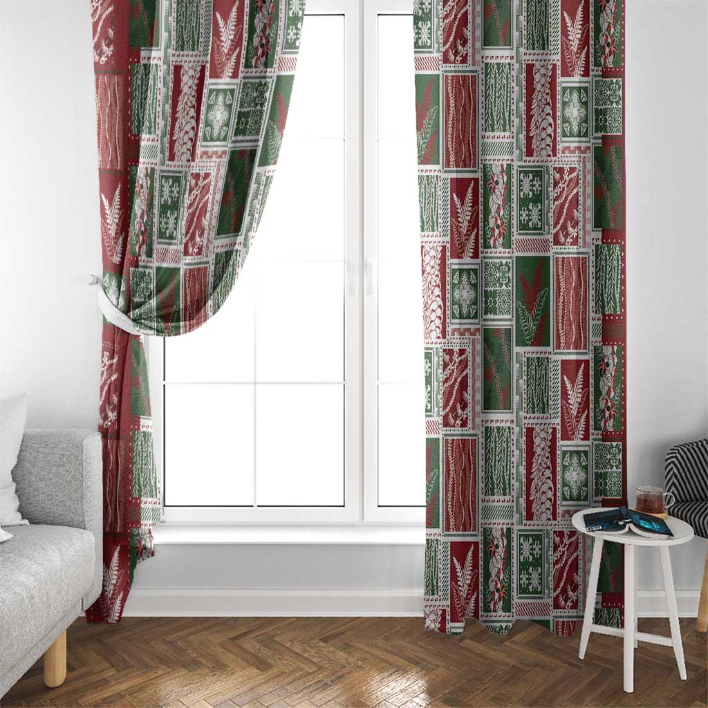 Mele Kalikimaka Hawaiian Quilt and Lei Patchwork Window Curtain - Polynesian Pride