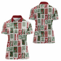 Mele Kalikimaka Hawaiian Quilt and Lei Patchwork Women Polo Shirt - Polynesian Pride