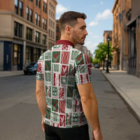Mele Kalikimaka Hawaiian Quilt and Lei Patchwork Zipper Polo Shirt LT9 - Polynesian Pride