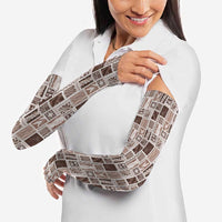 Vintage Aloha Block Quilt Arm Sleeves Beige Inspired Lei Motifs - Polynesian Pride