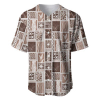 Vintage Aloha Block Quilt Baseball Jersey Beige Inspired Lei Motifs - Polynesian Pride