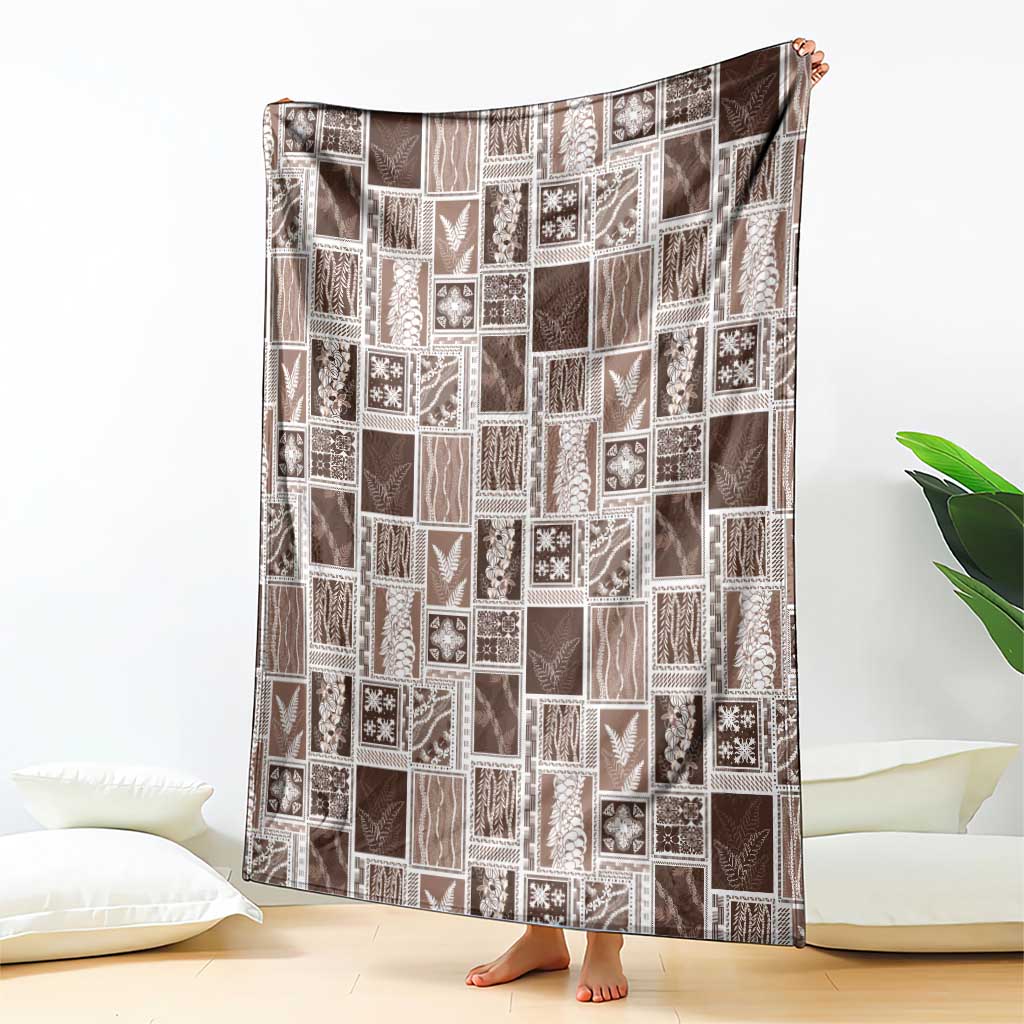 Vintage Aloha Block Quilt Blanket Beige Inspired Lei Motifs - Polynesian Pride