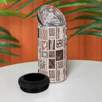 Vintage Aloha Block Quilt 4 in 1 Can Cooler Tumbler Beige Inspired Lei Motifs LT9 - Polynesian Pride