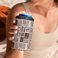 Vintage Aloha Block Quilt 4 in 1 Can Cooler Tumbler Beige Inspired Lei Motifs LT9 - Polynesian Pride