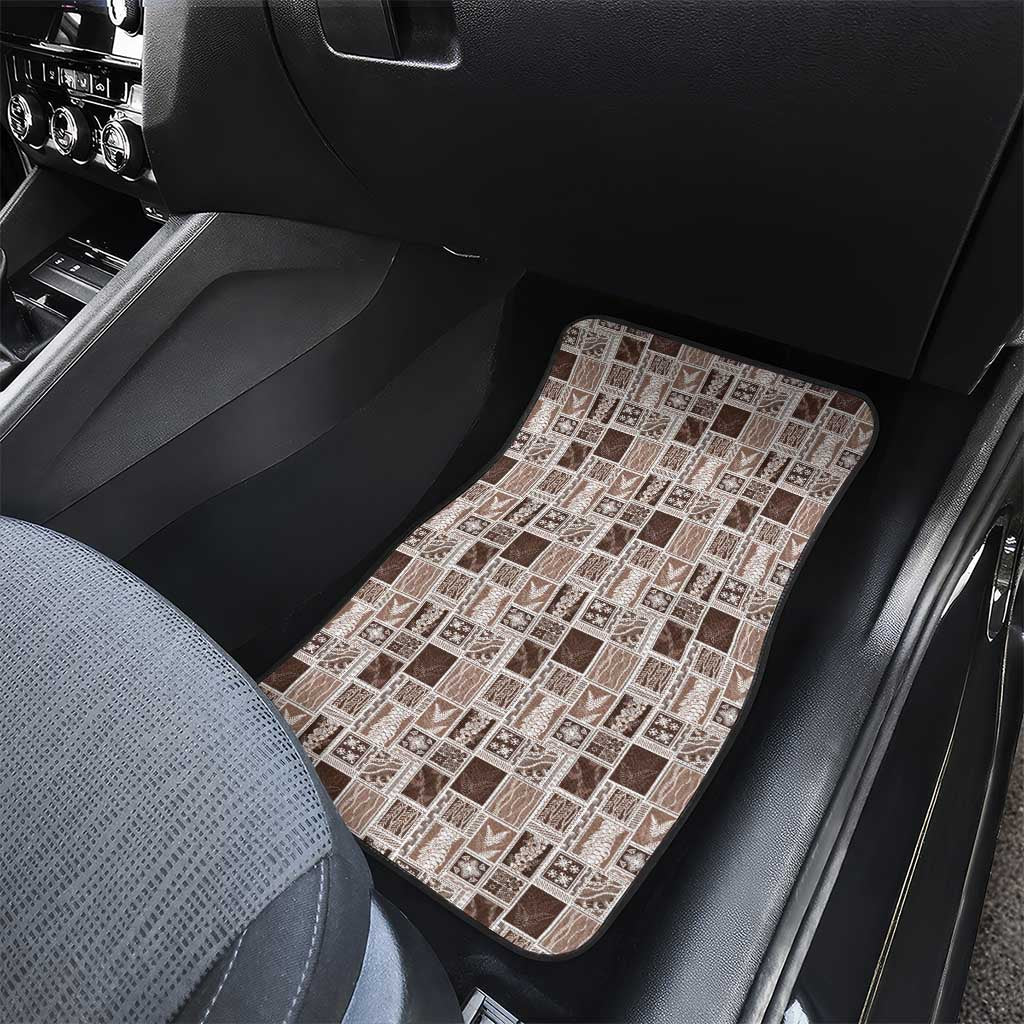 Vintage Aloha Block Quilt Car Mats Beige Inspired Lei Motifs - Polynesian Pride