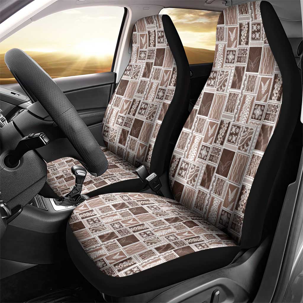 Vintage Aloha Block Quilt Car Seat Cover Beige Inspired Lei Motifs - Polynesian Pride