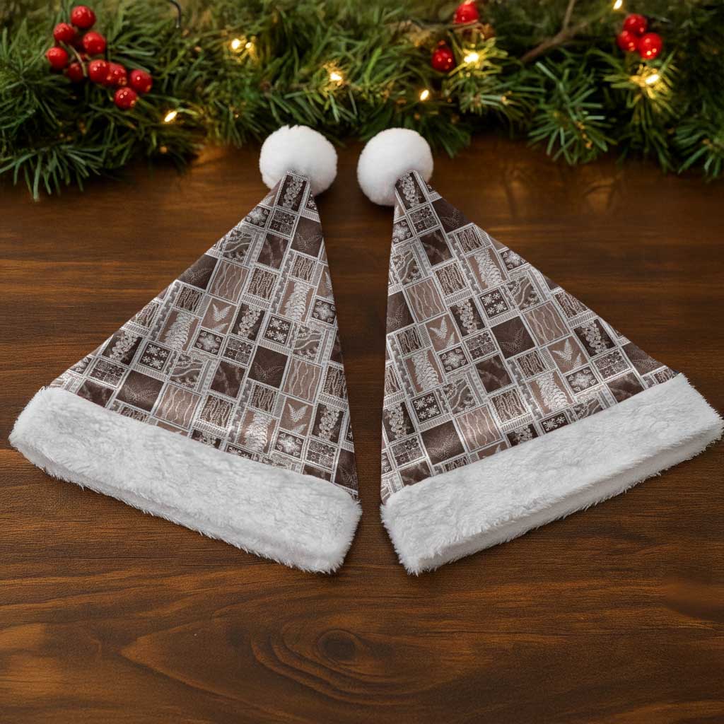 Vintage Aloha Block Quilt Christmas Santa Hat Beige Inspired Lei Motifs - Polynesian Pride